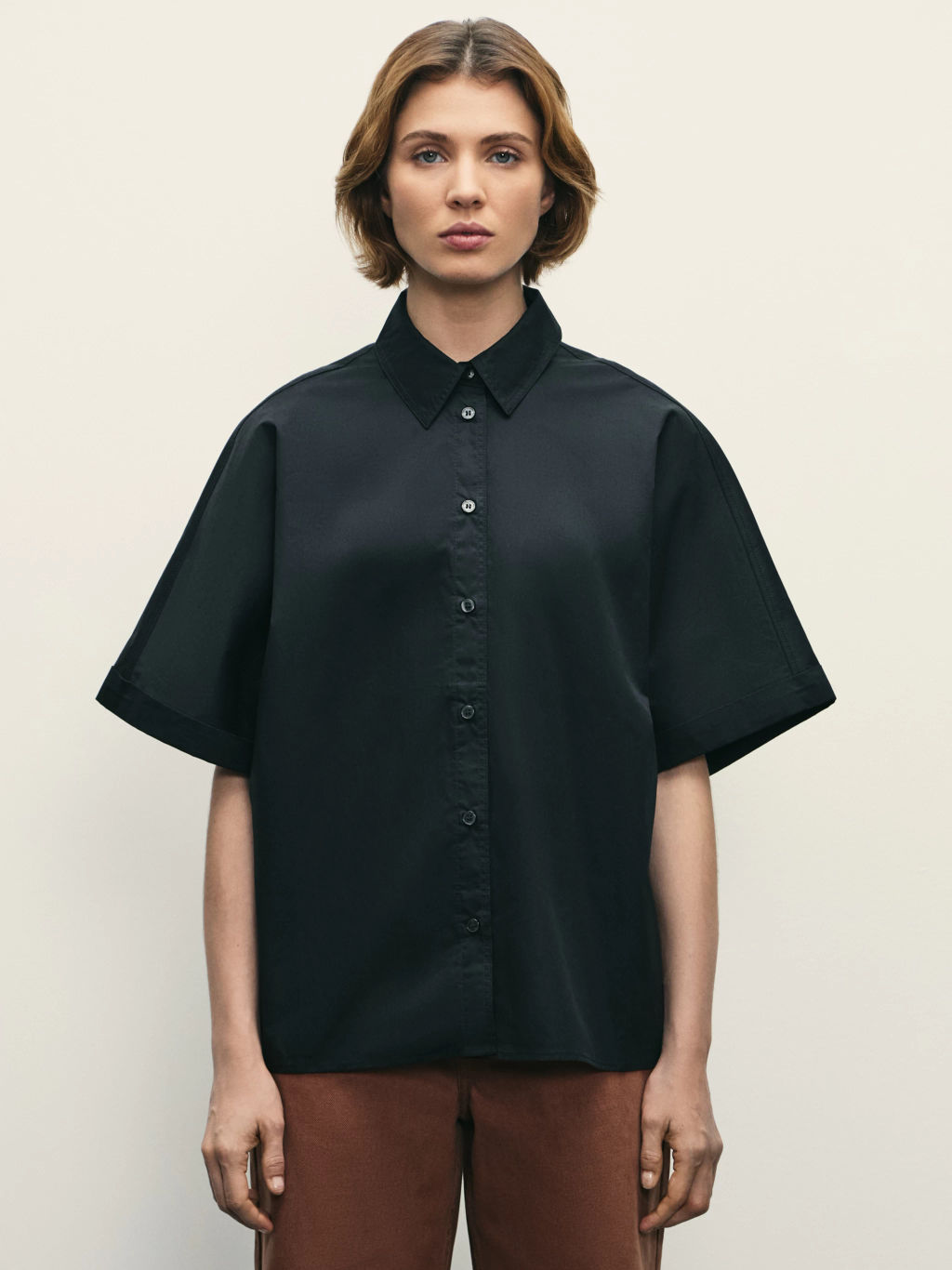 Рубашка из хлопка с коротким рукавом / Zarina  фото 4