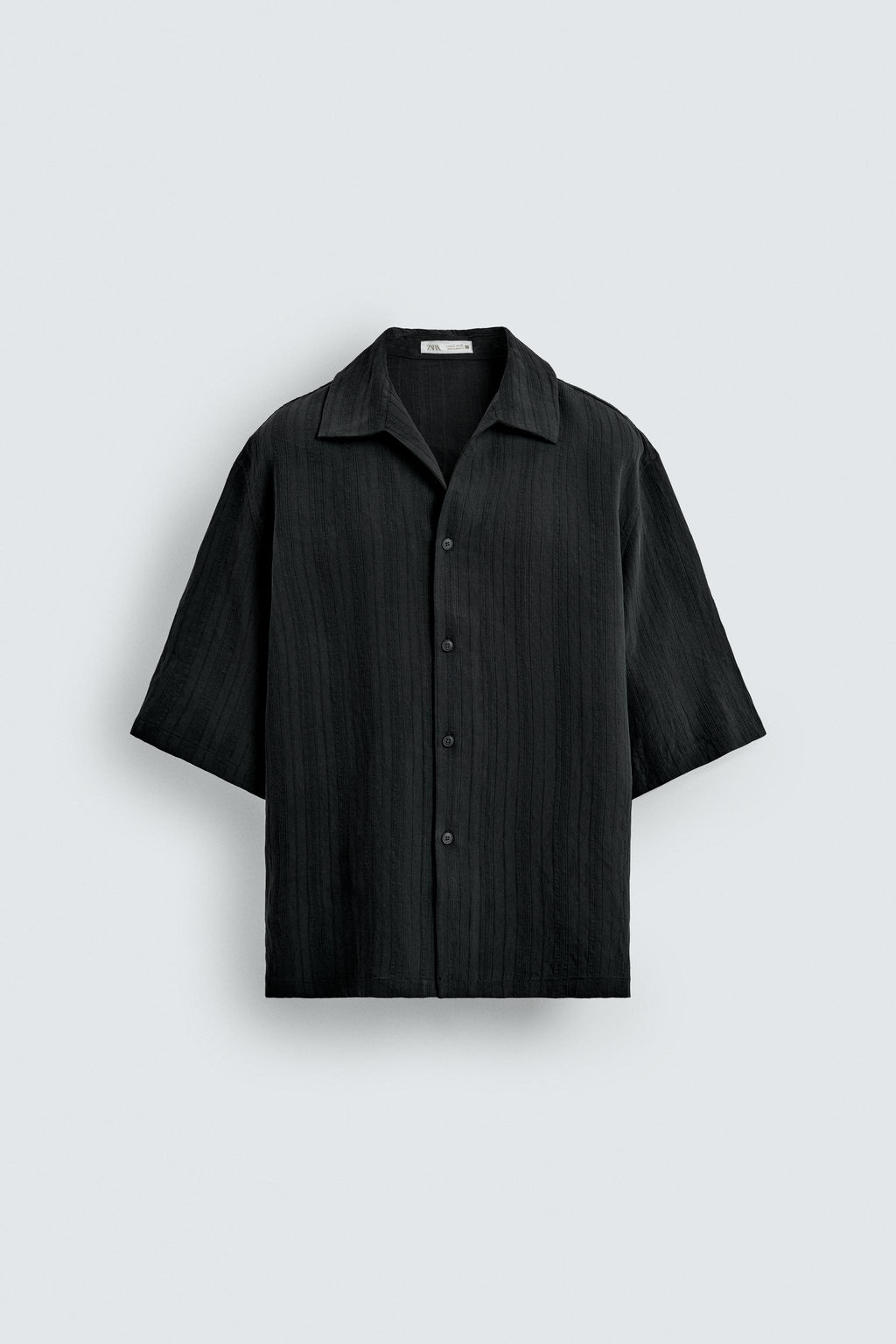 CAMISA BOXY FIT JACQUARD RAYAS / Negro - Zara фото 7