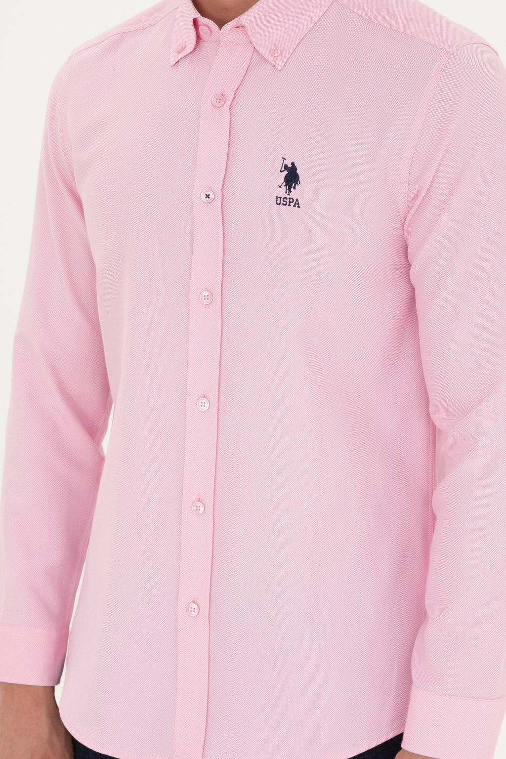 Мужская розовая базовая рубашка с длинным рукавом - U.s. polo assn фото 6