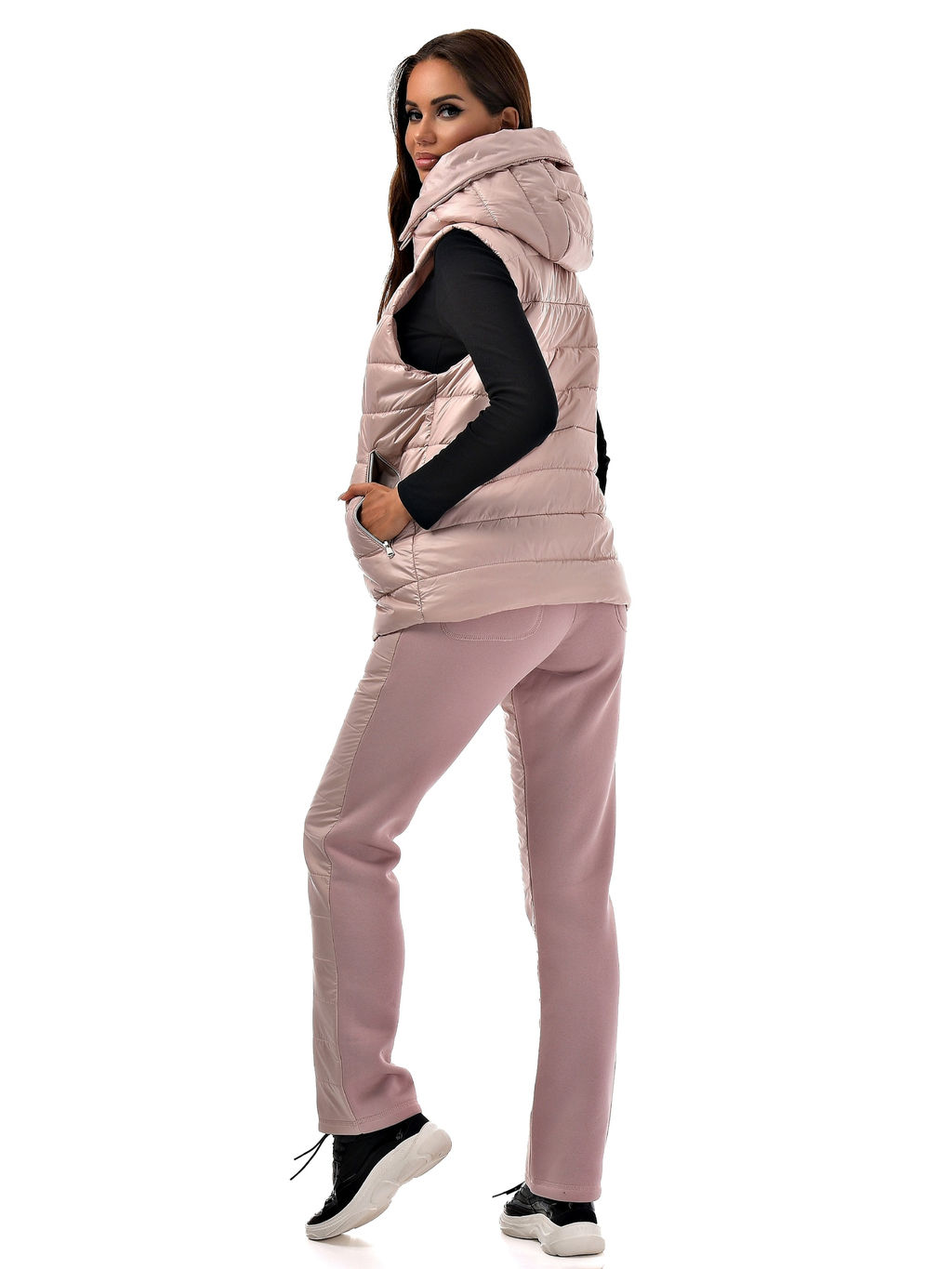 Утепленный жилет с капюшоном на молнии - А+б коллекция фото 7