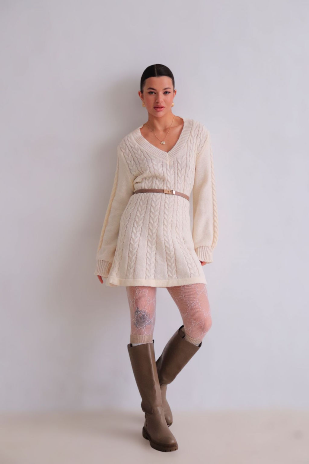 Martichelli Платье вязаное с косами айвори  фото 6