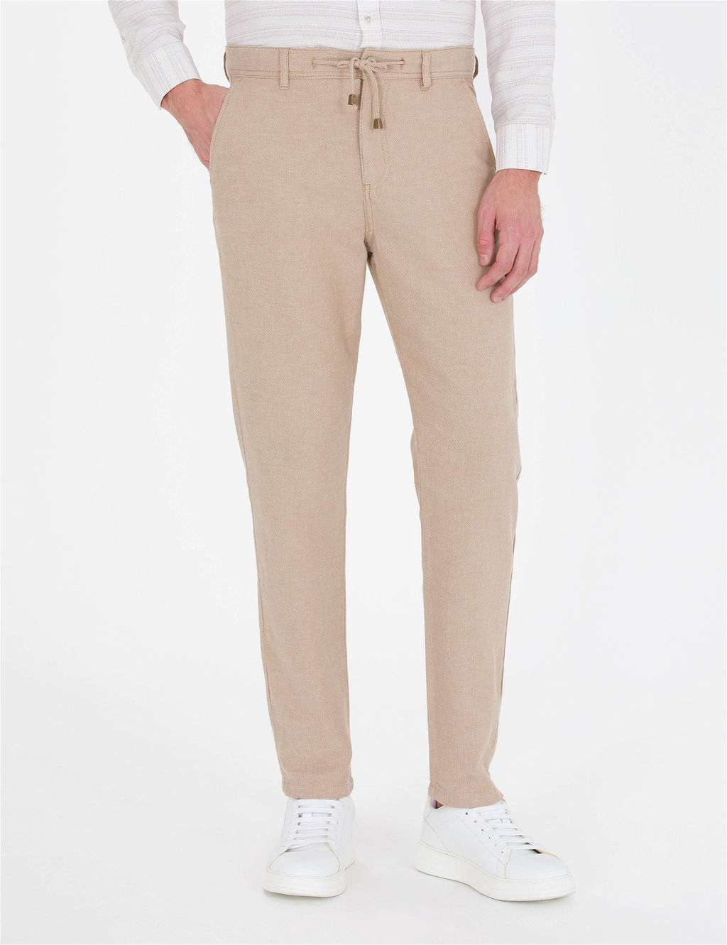 A__k Kahverengi Carrot Fit Beli Lastikli Kanvas Pantolon - Pierre cardin фото 4