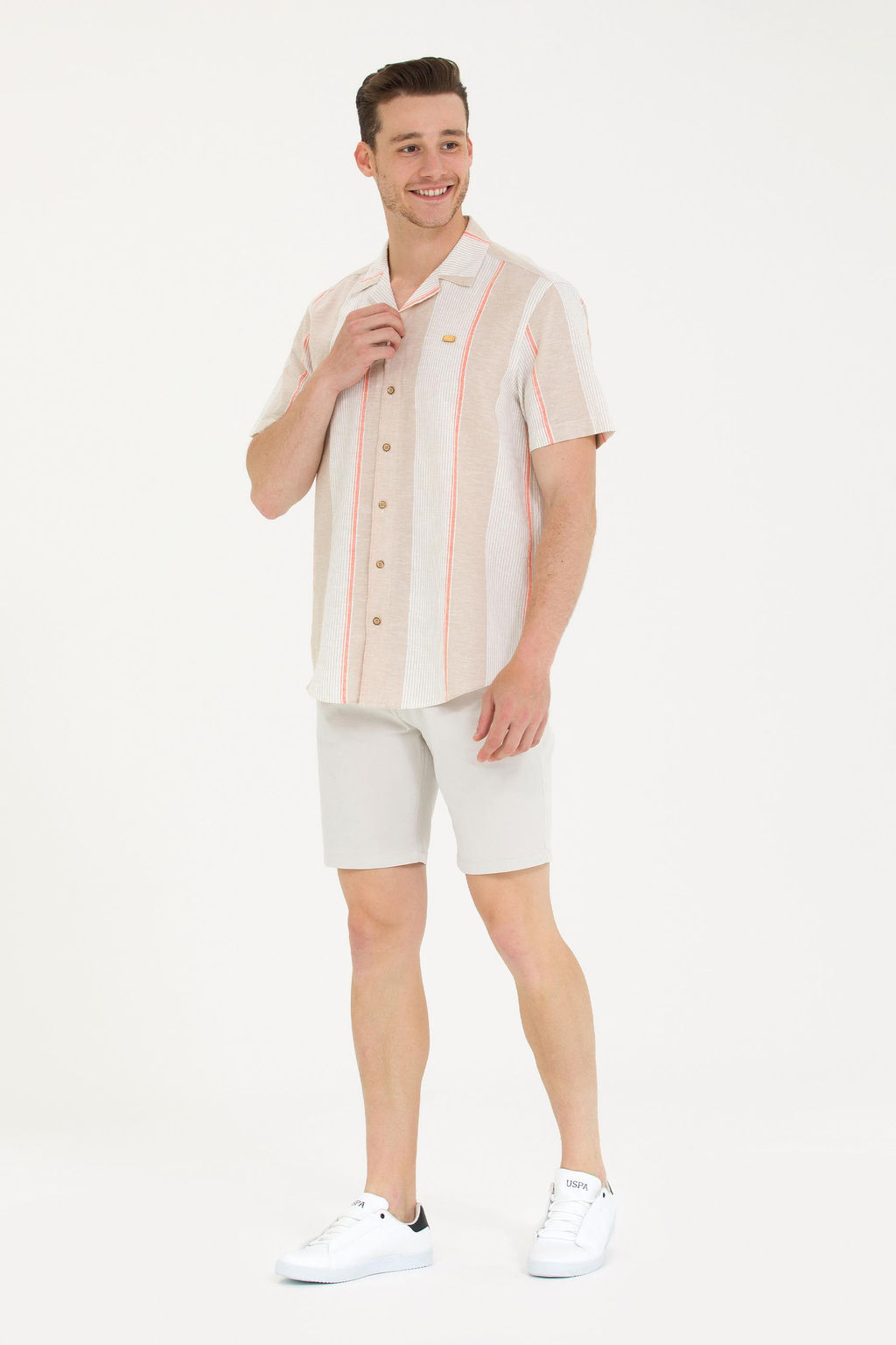 U. S. Polo Assn / Мужская рубашка Camel с коротким рукавом - U.s. polo assn фото 4