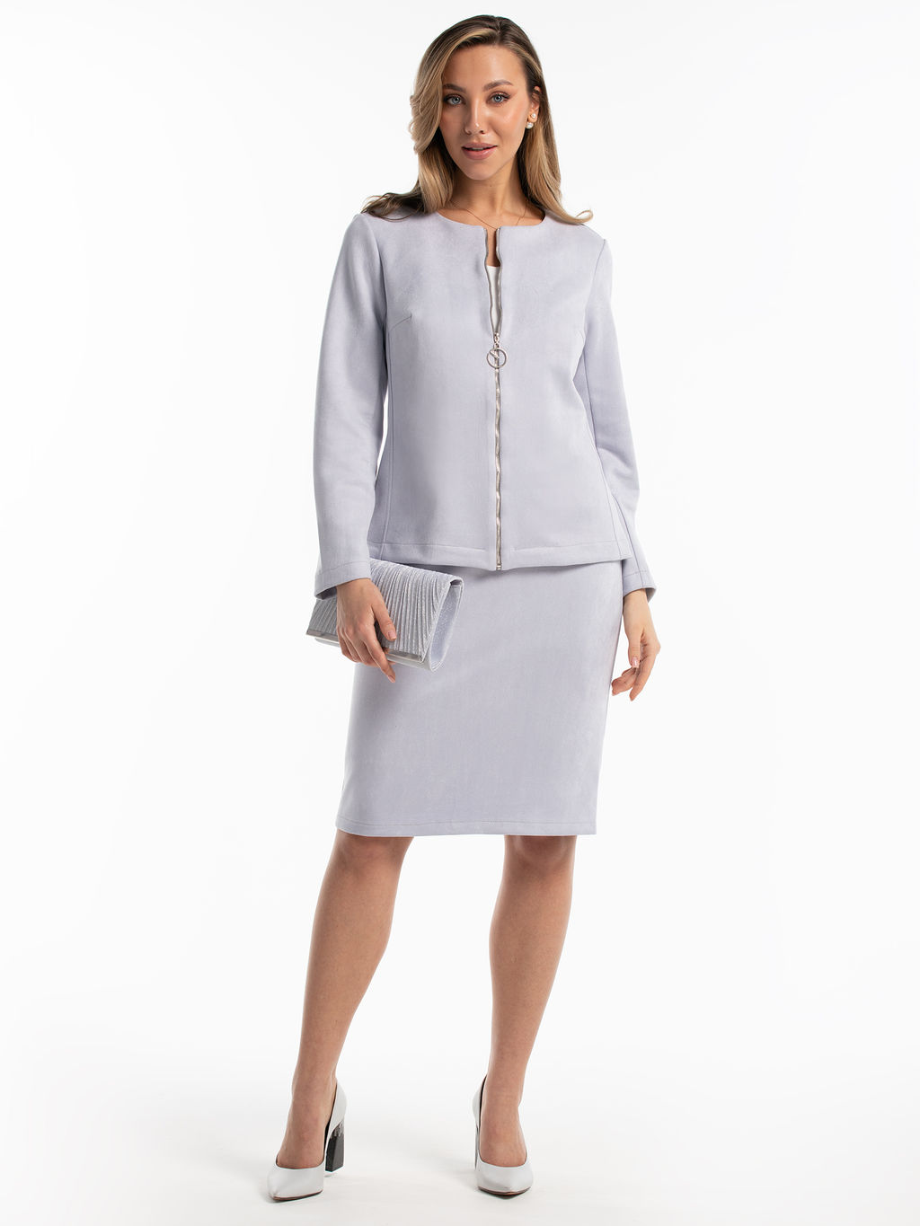 Костюм из трикотажной замши лавандовый - Odis фото 5