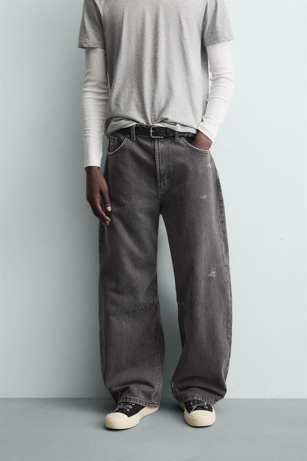 PANTAL?N BARREL FIT LAVADO / Gris oscuro - Zara фото 2
