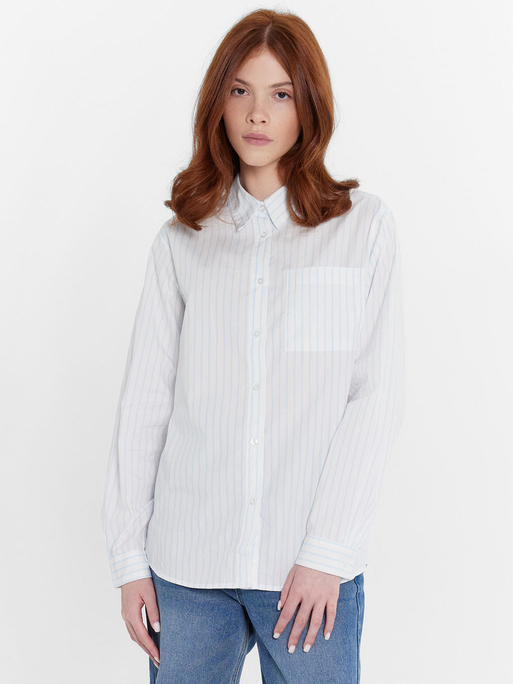 Рубашка женская в голубую полоску голубая полоска 122992 - Mark formelle фото 2