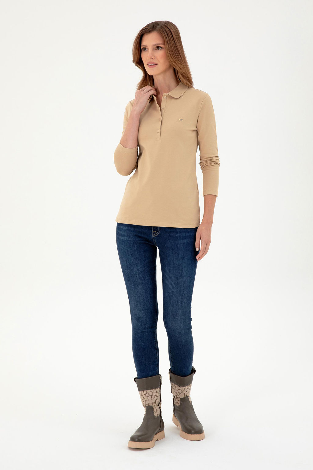 Женский базовый свитшот песочного цвета Неожиданная скидка в корзине - U.s. polo assn фото 4