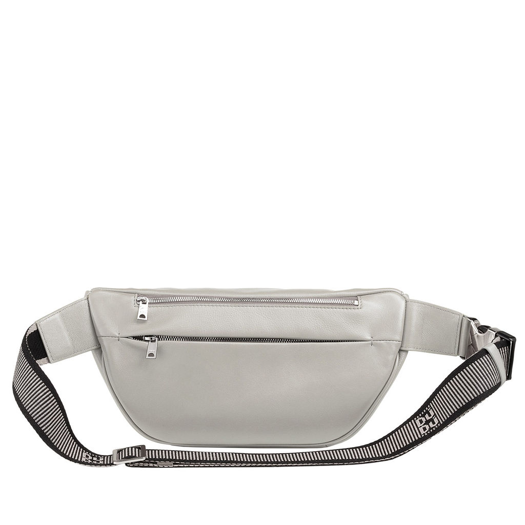 Итальянская кожаная поясная сумка DuDu серии Tenerife | жемчужный серый - Dudubags фото 3