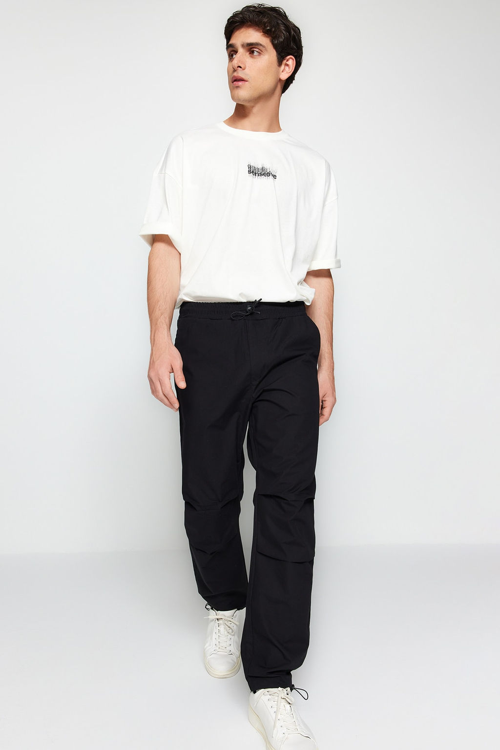 Siyah Jogger Fit Baggy Parasut Pantolon TMNSS23PL00045