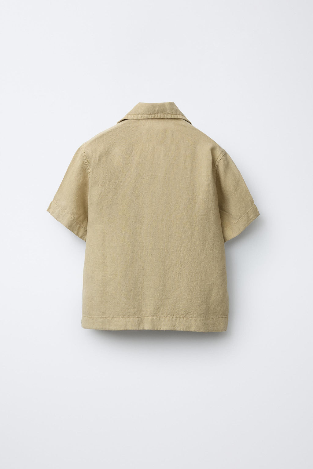CAMISA BOWLING FLUIDA CON LINO / Khaki - Zara фото 6