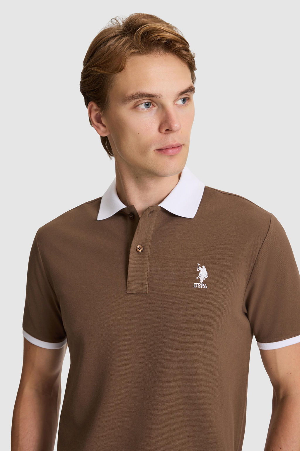 Erkek Kahverengi Regular Fit Polo Yaka Basic Ti__rt