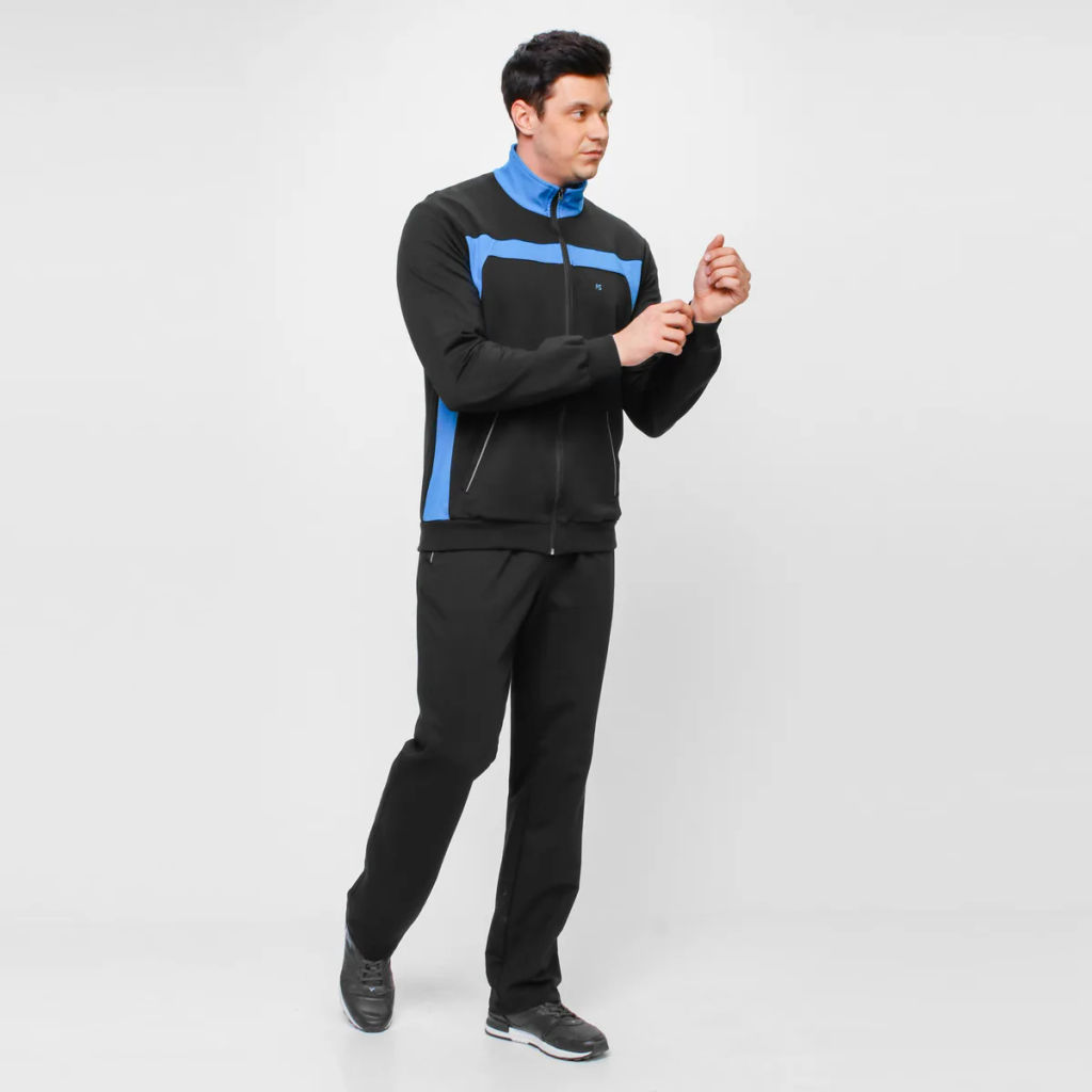 RODOS Спортивный костюм М-187 Чёрный/Голубой