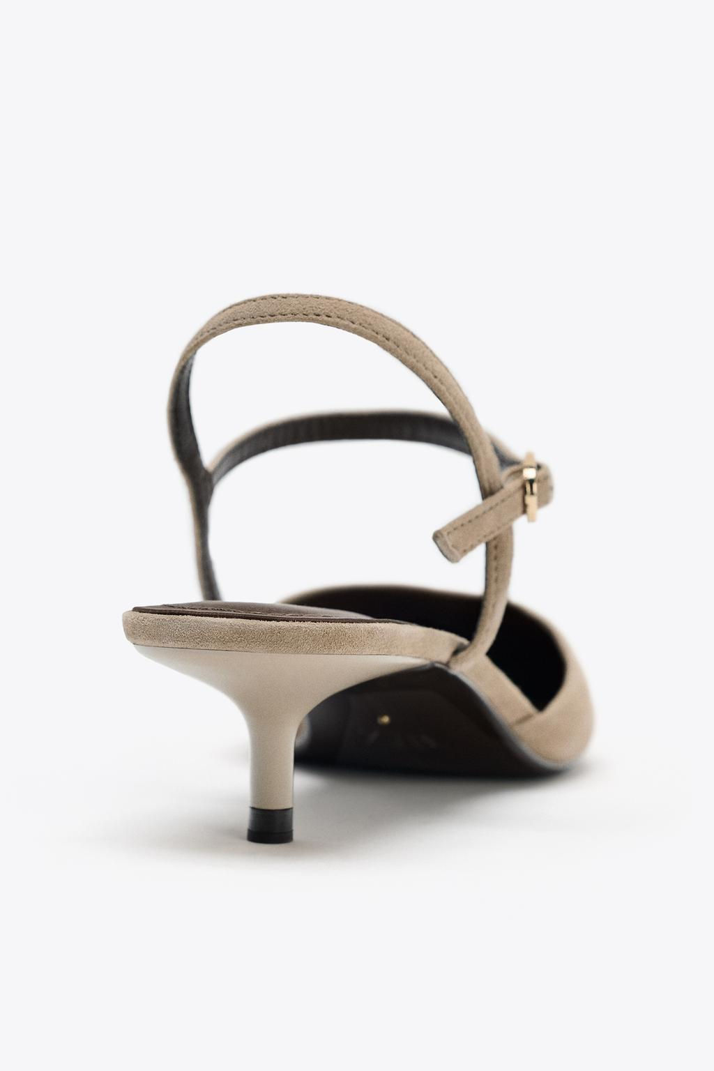 SUEDE KITTEN-HEEL SLINGBACKS - Zara фото 5