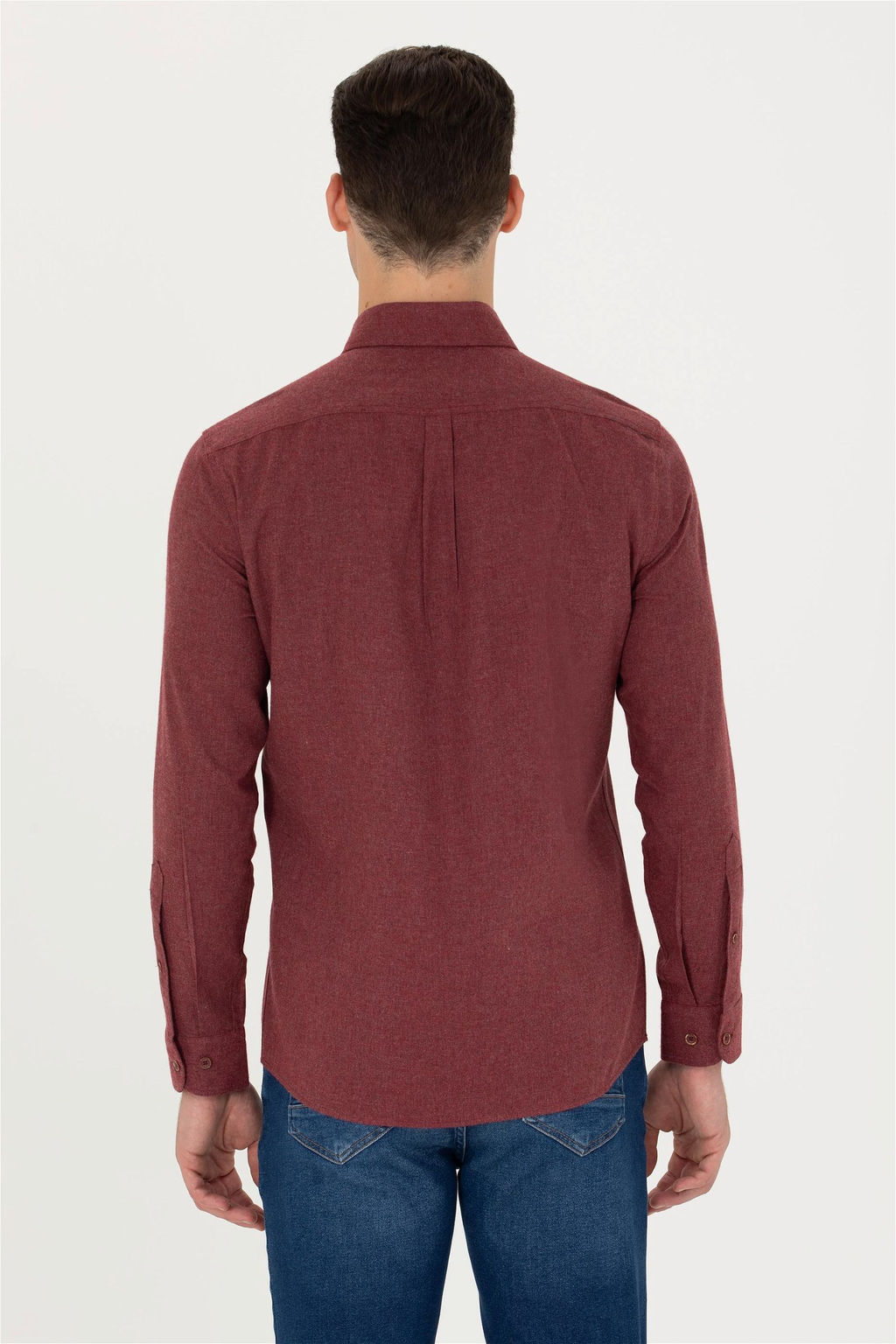 Мужская базовая рубашка бордового цвета с длинным рукавом Неожиданная скидка в корзине - U.s. polo assn фото 5