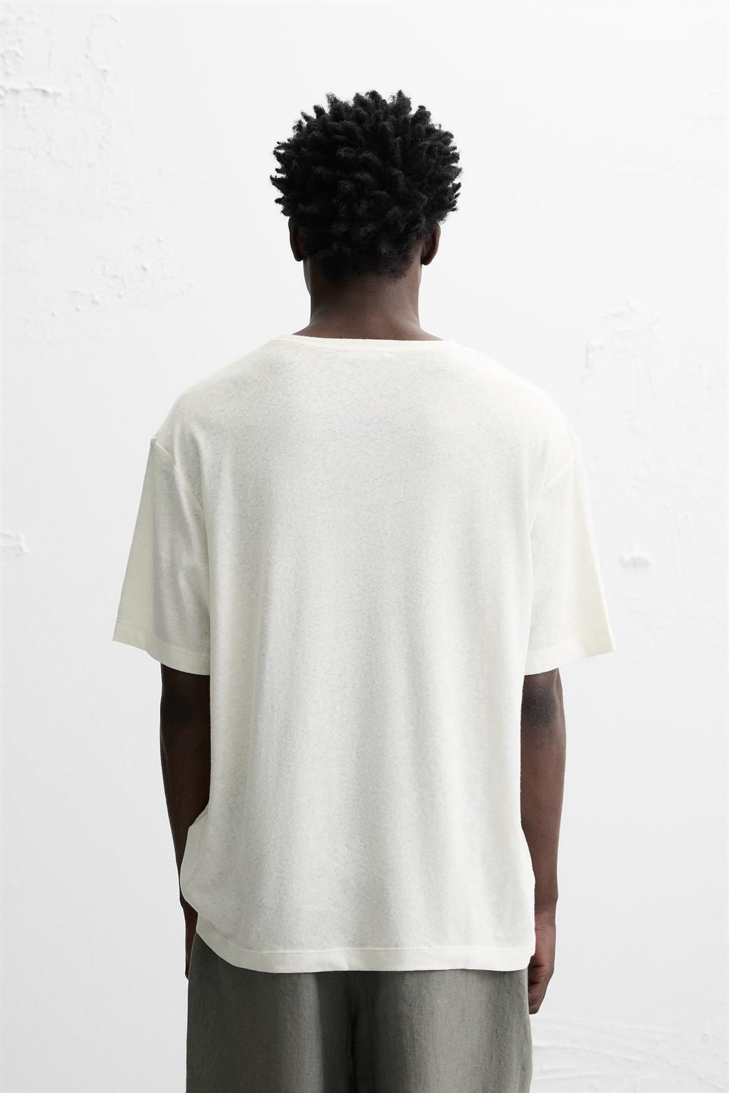 LINEN - COTTON T-SHIRT - Zara фото 3