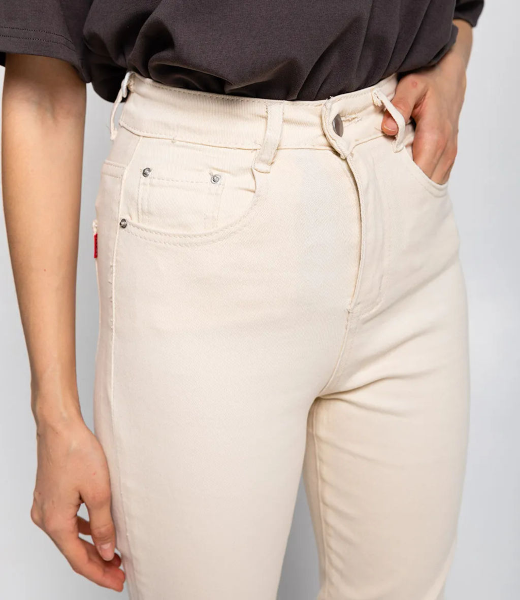 Джинсы #МСК6092, светло-бежевый