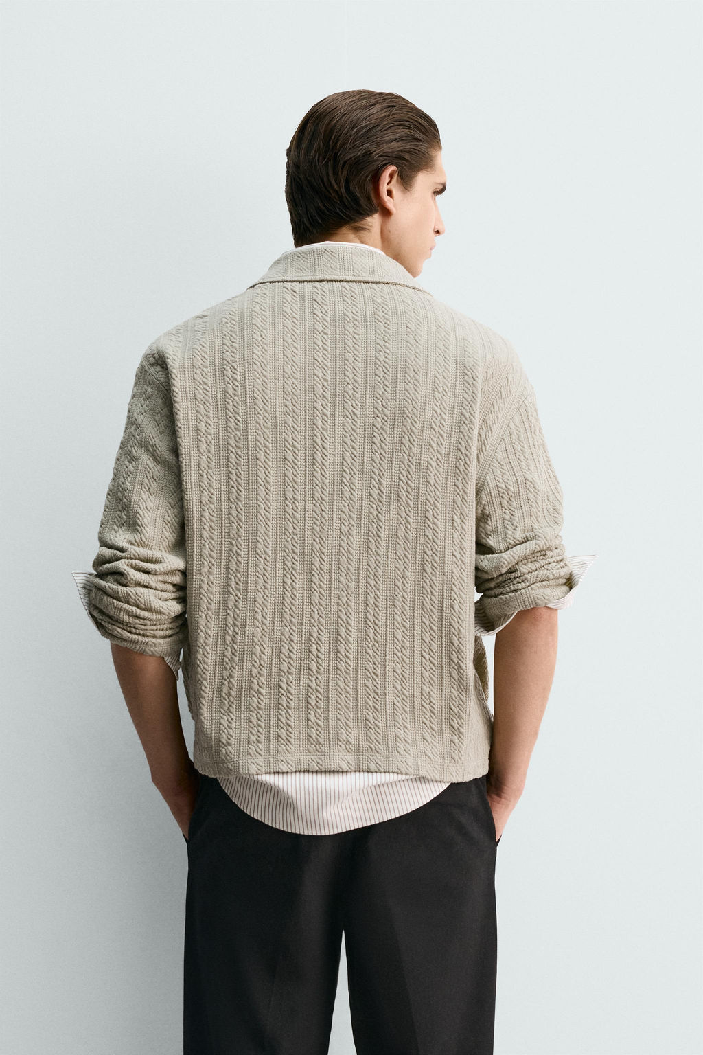 TEXTURED CABLE-KNIT JACKET WITH ZIP - Zara фото 3