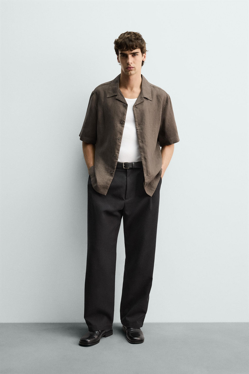 CAMISA RELAXED FIT 100% LINO / Marr?n / Topo - Zara фото 8