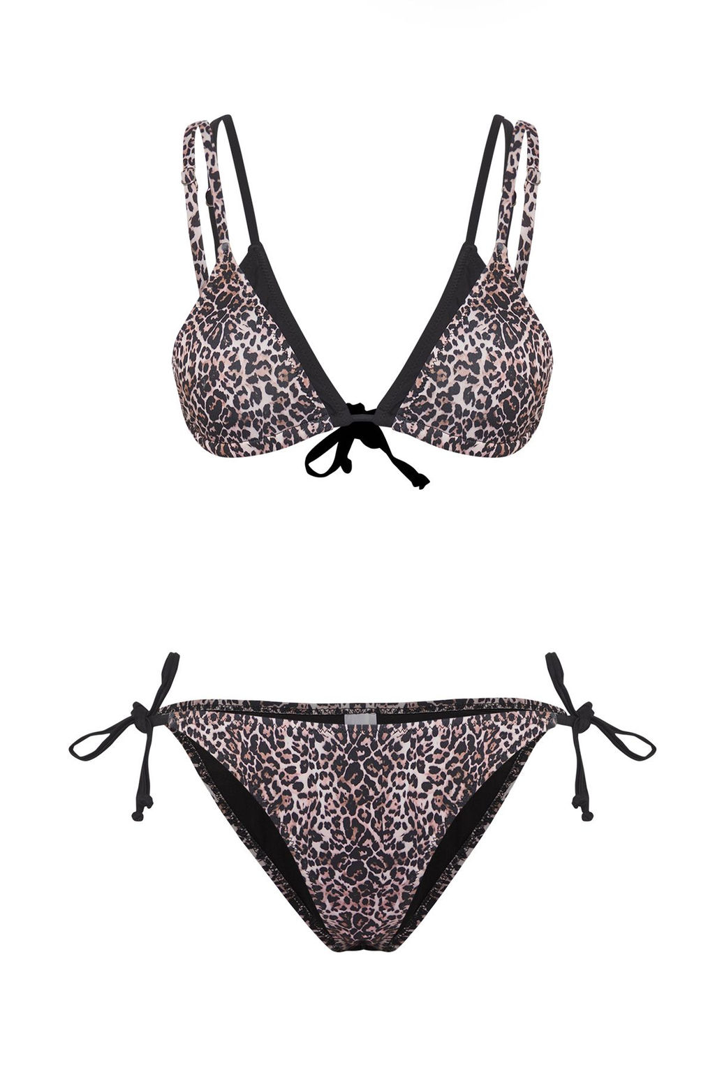 Leopar Desenli Ucgen Renk Bloklu Brazilian Bikini Tak?m? TBESS25BT00034