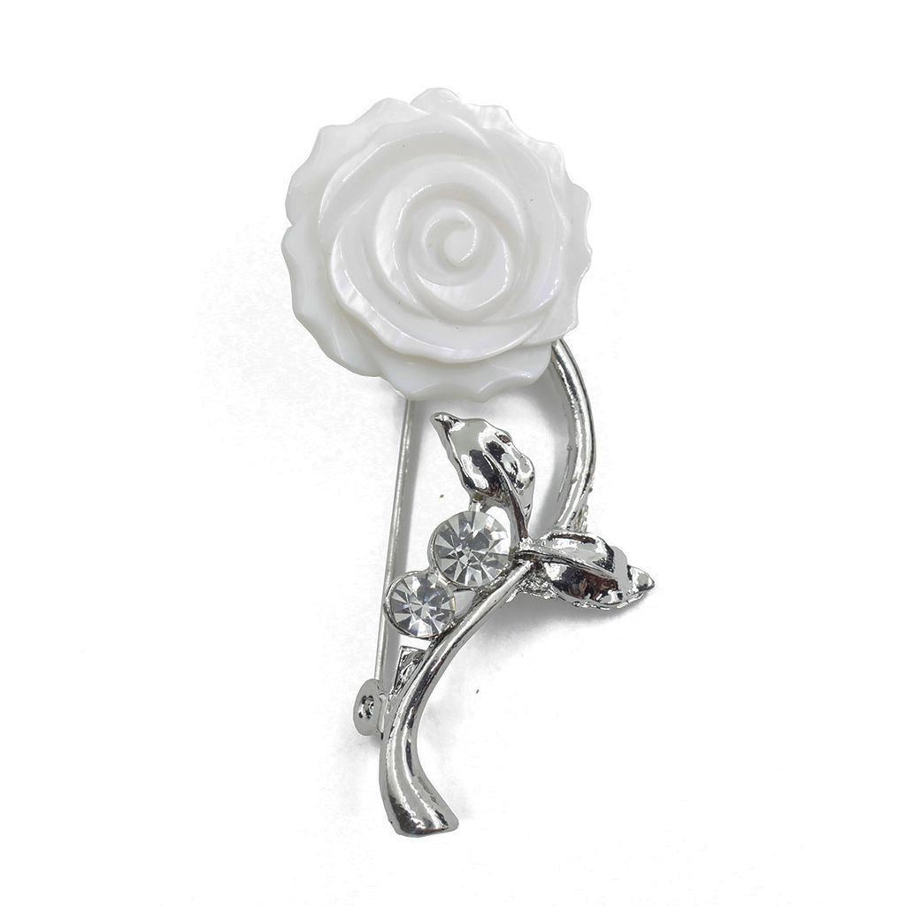 Брошь "Роза мини" перламутр белый