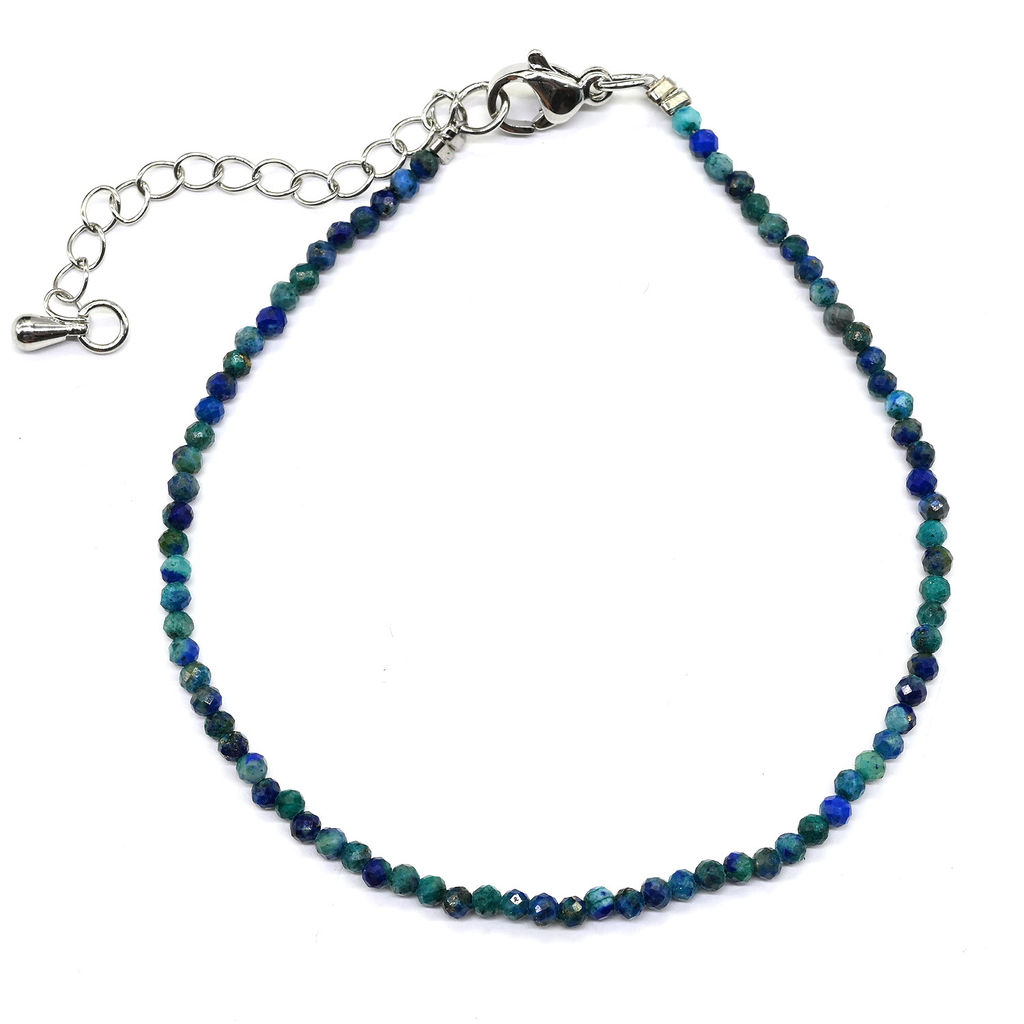 Браслет из хризоколлы и лазурита щарик гр.2мм, 18см