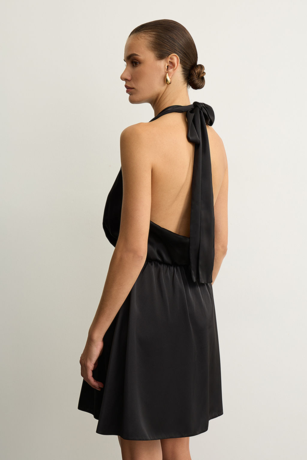 Платье мини из сатина с драпированным лифом - Mollis фото 5