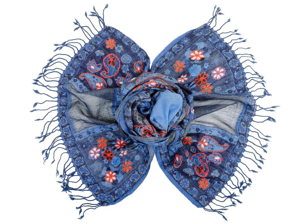 Палантин с вышивкой (шерсть 100%) в ассортименте №Тк903/70