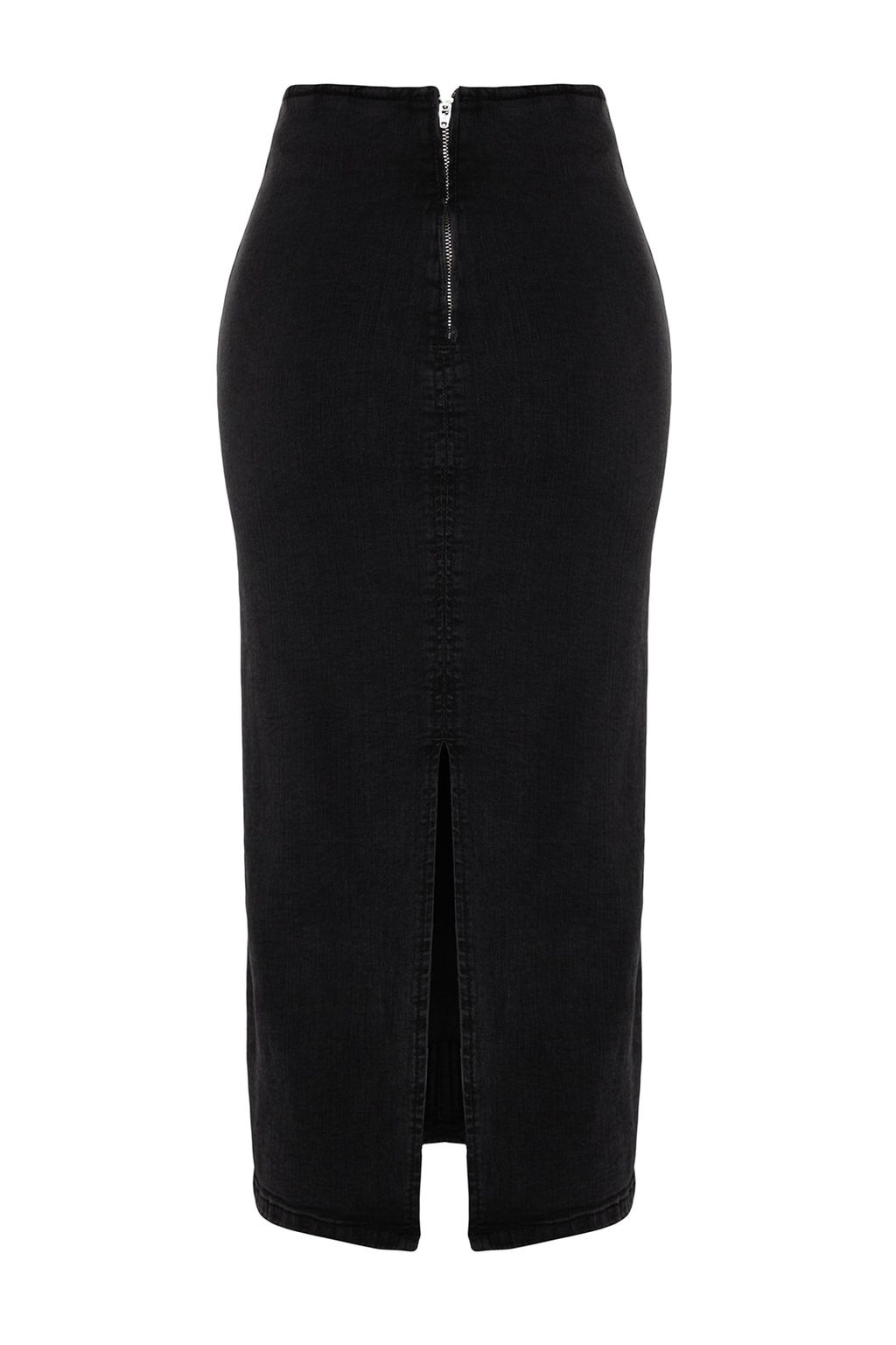 More Sustainable Siyah Dikis Detayl? Midi Kalem Comfort/Esnek Denim Etek TWOAW24ET00057