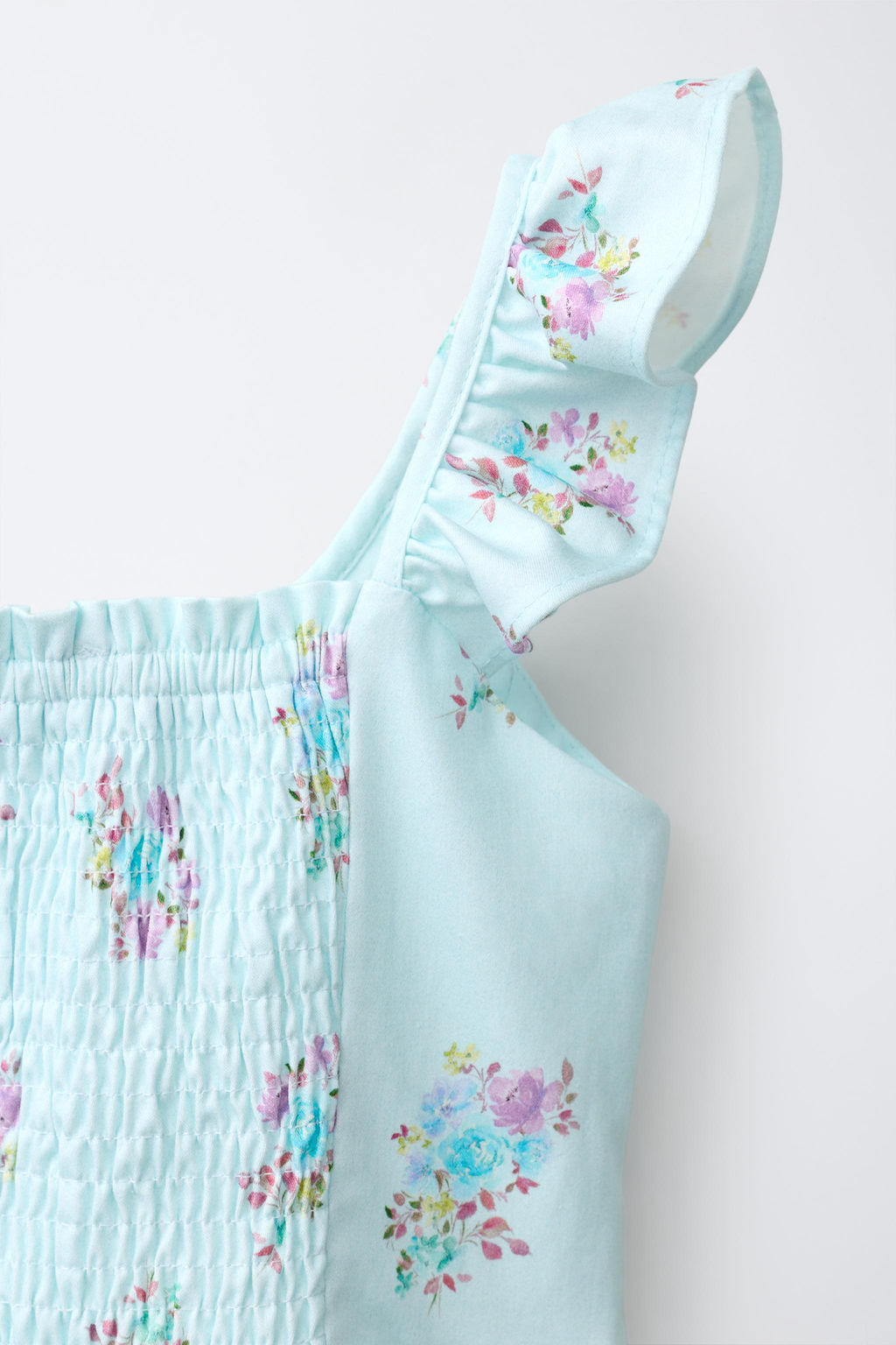 VESTIDO VOLANTES ESTAMPADO FLORES / Azul pastel - Zara фото 4