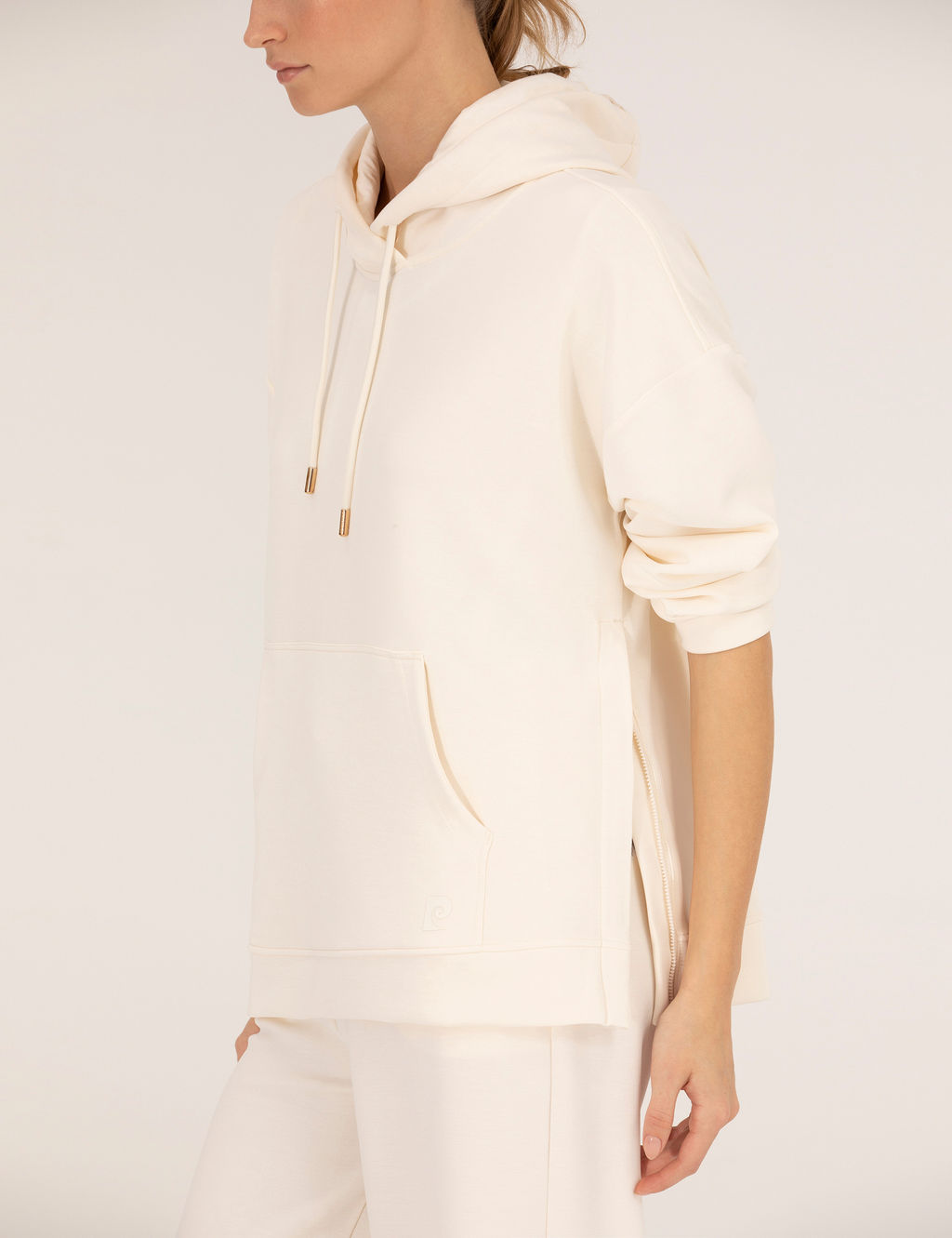 Ekru Comfort Fit Kap__onlu Sweatshirt