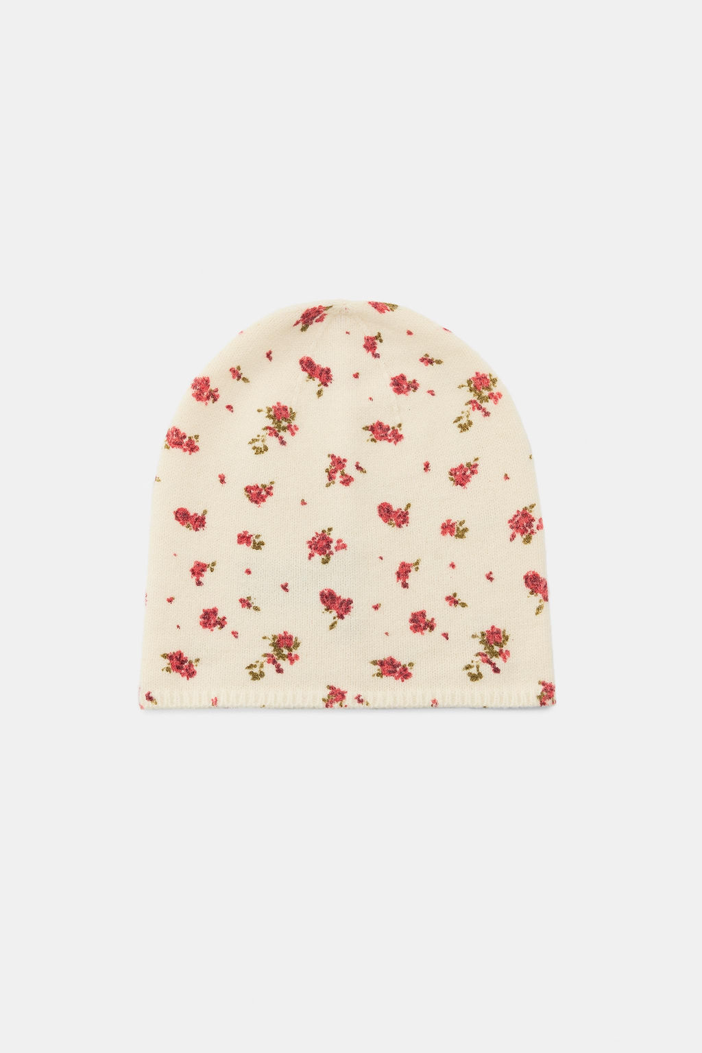 FLORAL PRINT KNITTED BEANIE HAT