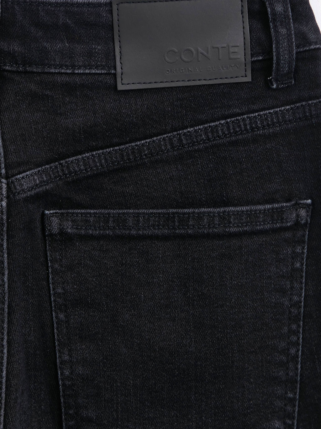 CONTE CON-621 Джинсы прямого кроя из eco-friendly денима с необработанным краем washed black