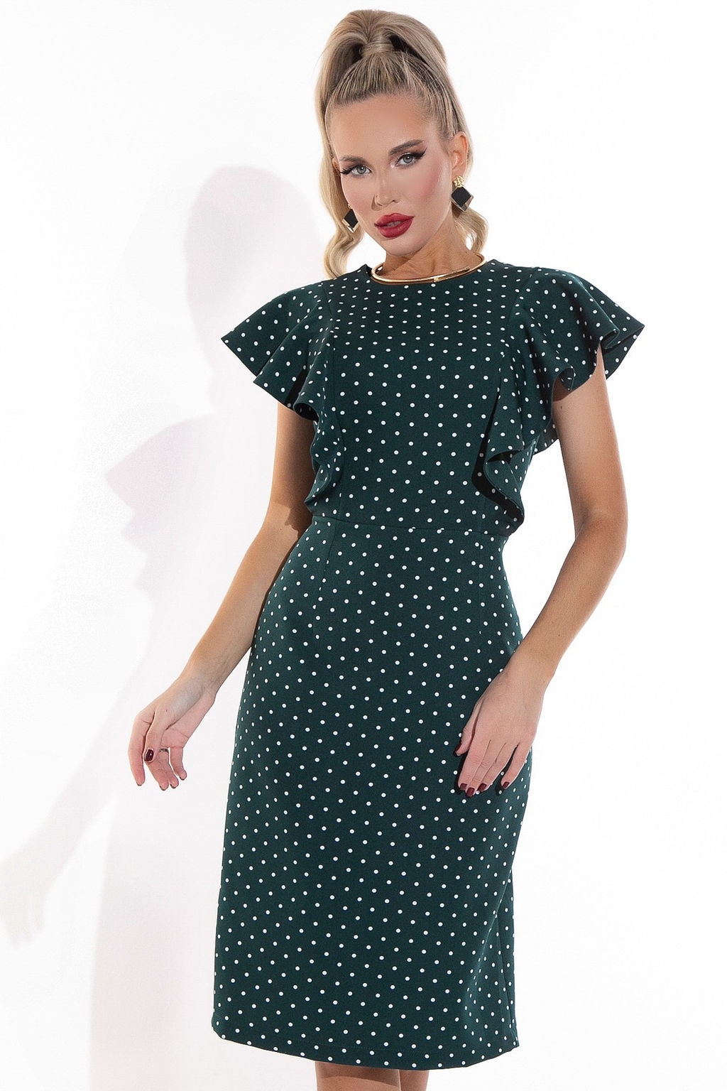 Платье Барселоника (горох изумрудный) - Эльза фото 2