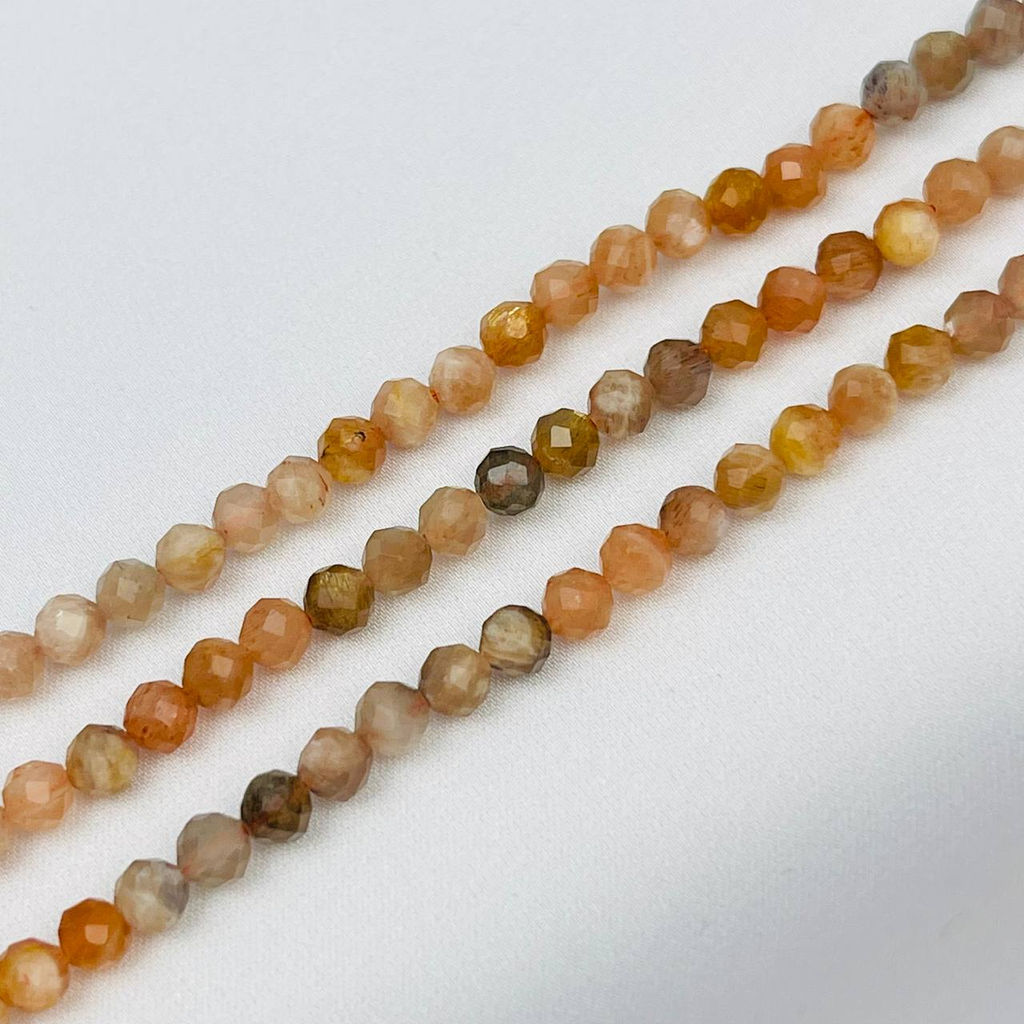 Бусины для украшений из Лунного и Солнечного камня огранка 39 см