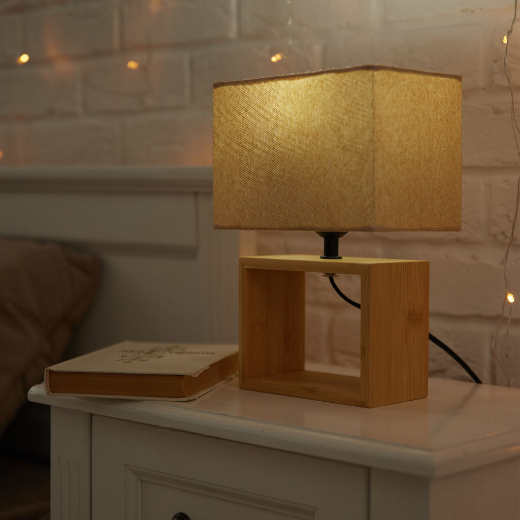 UML-B401 E27 LIGHT GREY/WOOD Светильник настольный декоративный под лампу Е27, 40W. Механический выключатель. Светло-серый. ТМ Uniel - Volpe фото 10
