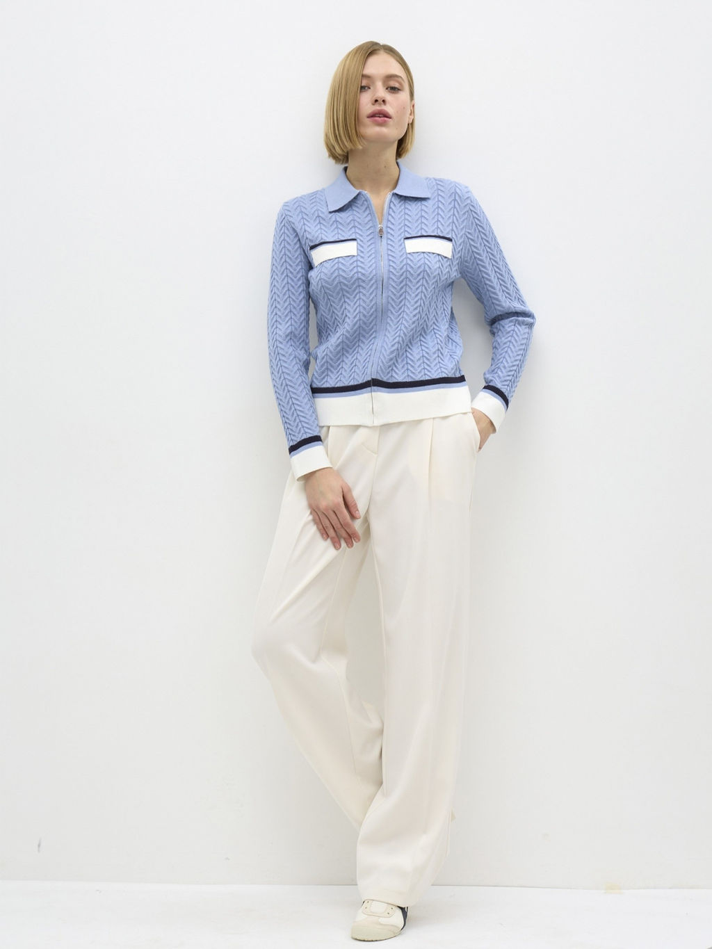 Conso/KCL 240709 - blue-grey/milk Кардиган женский  фото 5