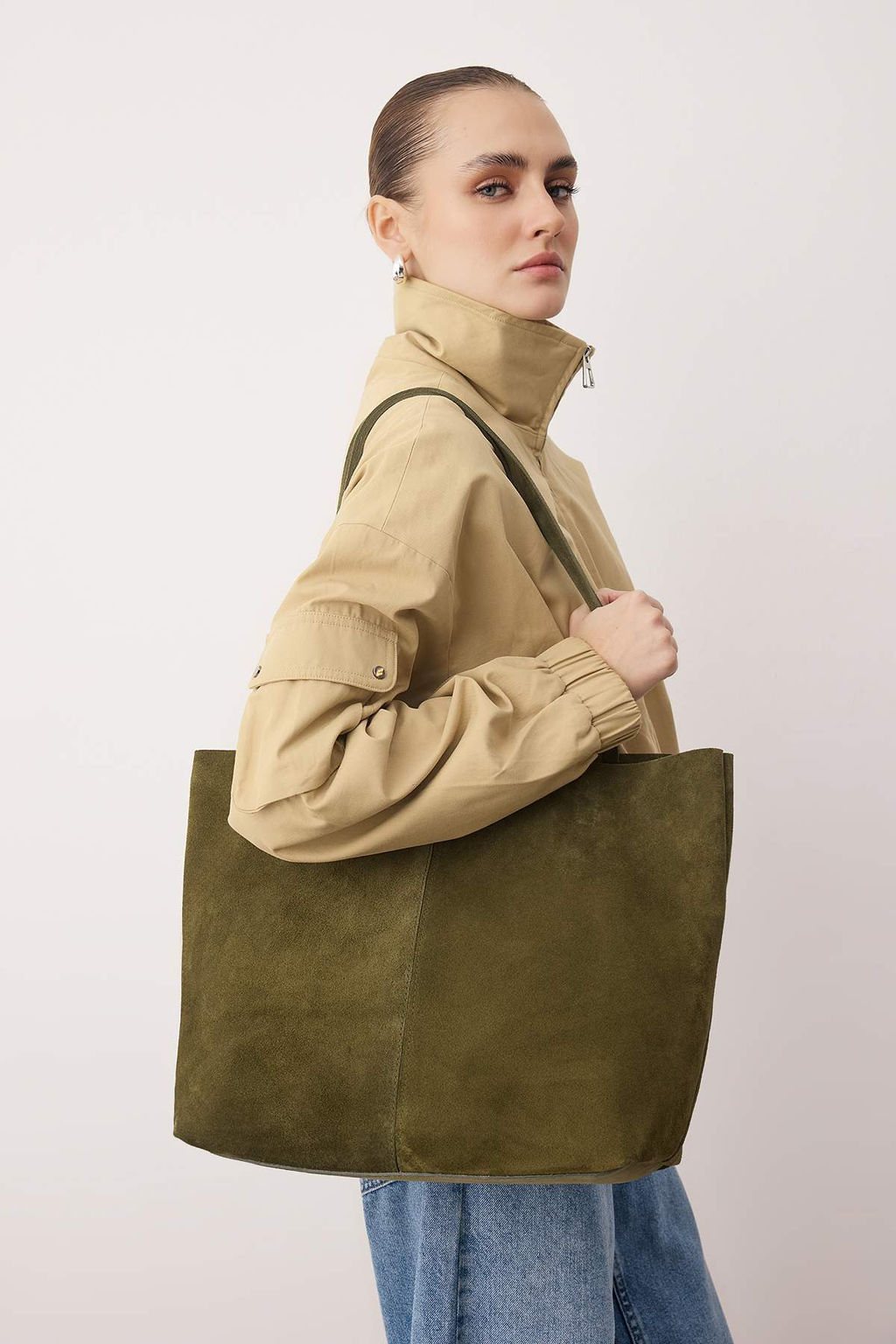 Koyu Kahverengi Premium Hakiki Deri Suet Kad?n Maksi Boy Omuz Cantas? TAKAW26OC00041 - Trendyolmilla фото 8