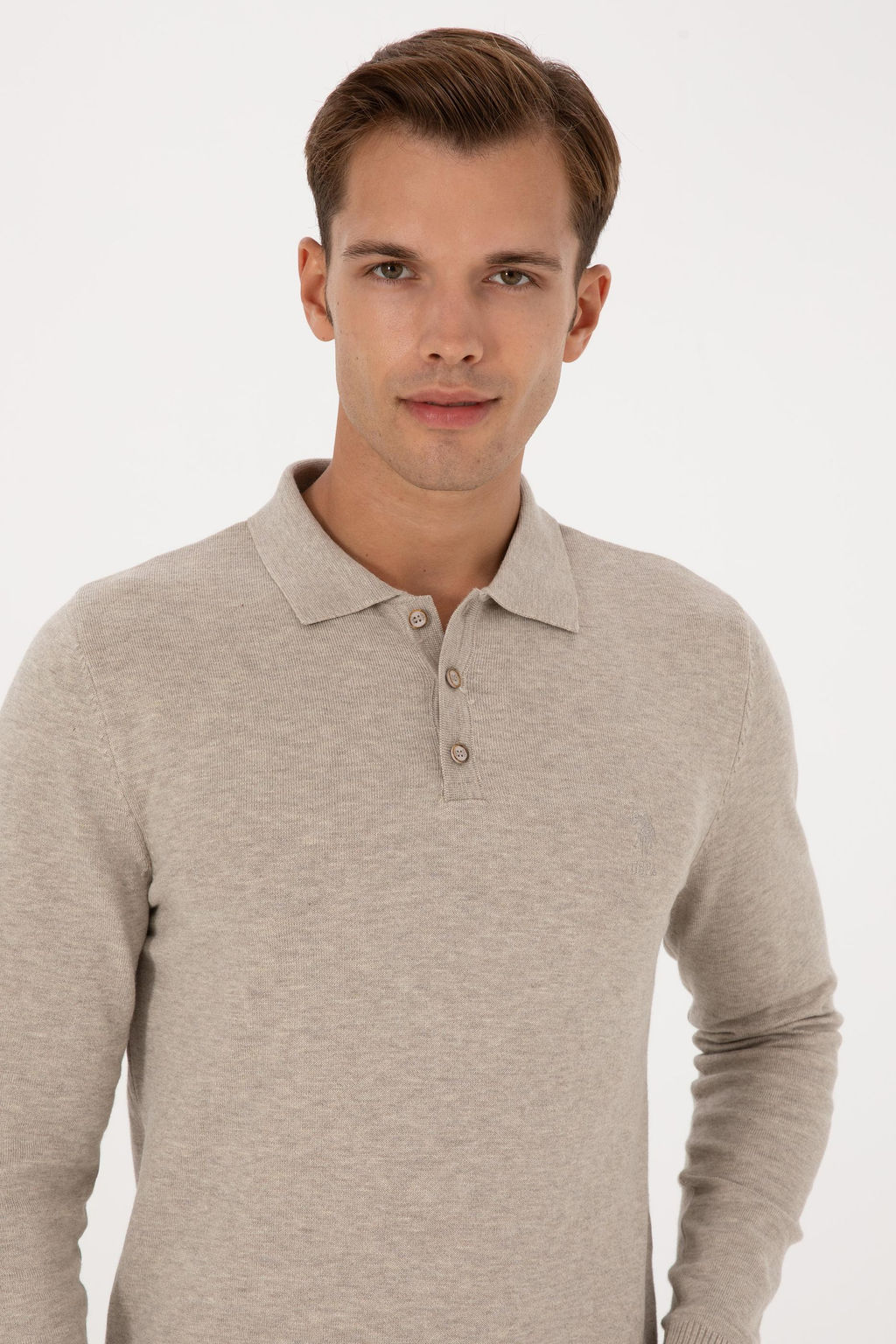 Erkek Slim Fit Polo Yaka Ta_ Melanj Basic Kazak