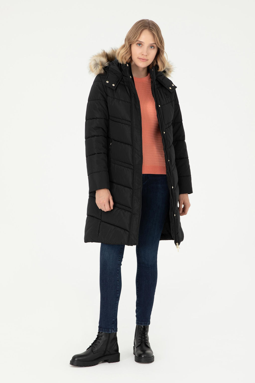 Женское черное пальто - U.s. polo assn фото 4