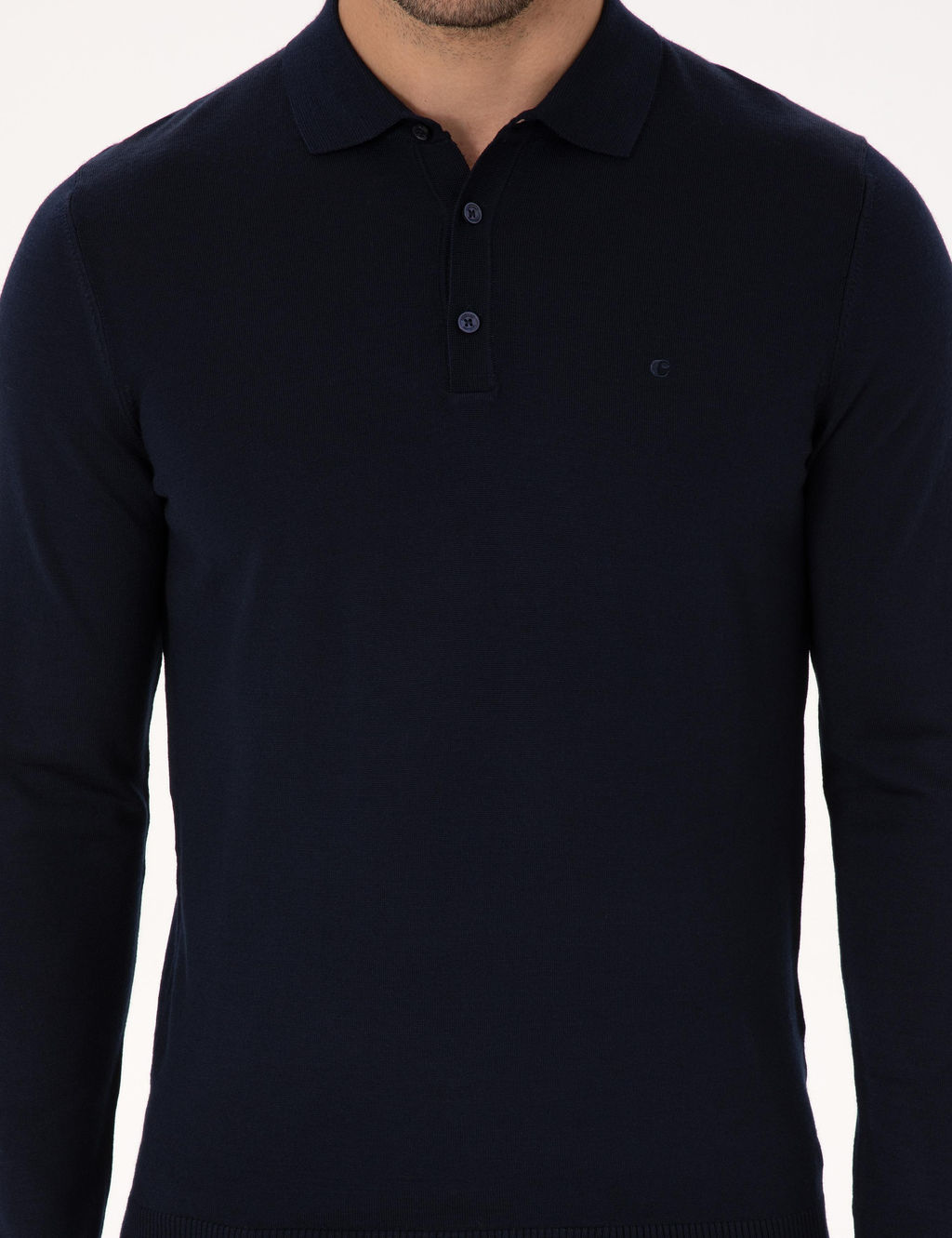 Lacivert Slim Fit Y_n Kar___ml_ Polo Yaka Basic Triko Kazak - Cacharel фото 6