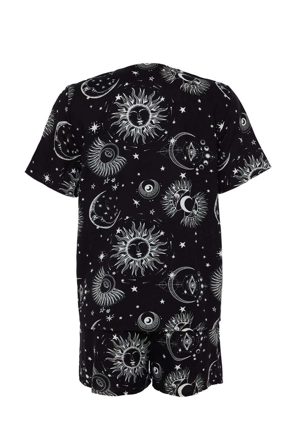 Trendyolmilla Kad?n Couple/Cift Mavi Galaksi Desenli Viskon Sortlu Dokuma Pijama Tak?m? THMSS24PT00135 фото 17