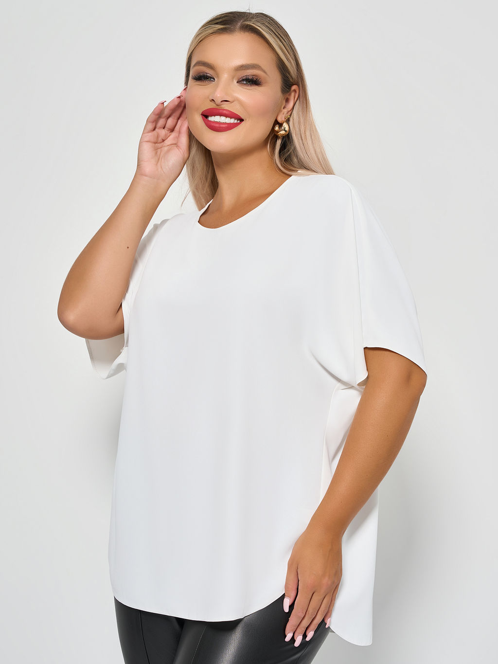 Блузка 0250-1 белый муар