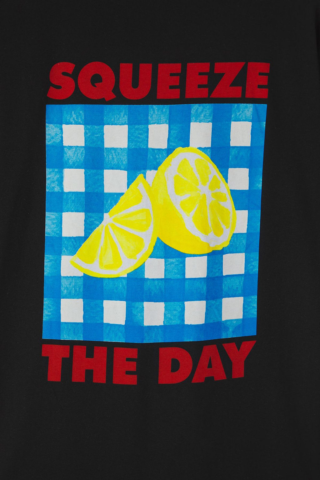 Siyah Oversize/Genis Kesim Limon Bask?l? %100 Pamuk T-Shirt TMNSS23TS00089