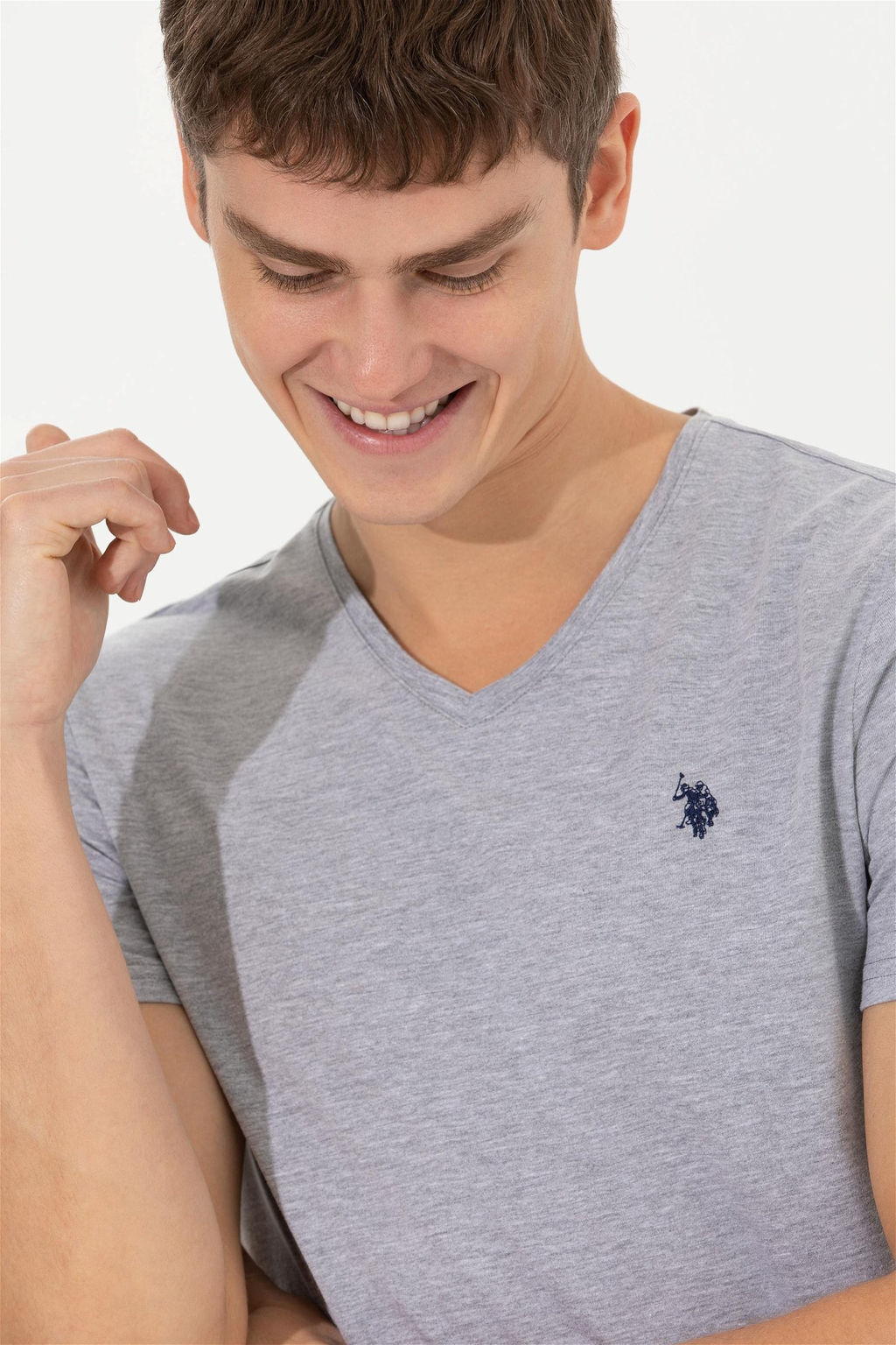 Мужская серая меланжевая базовая футболка Неожиданная скидка в корзине - U.s. polo assn фото 2