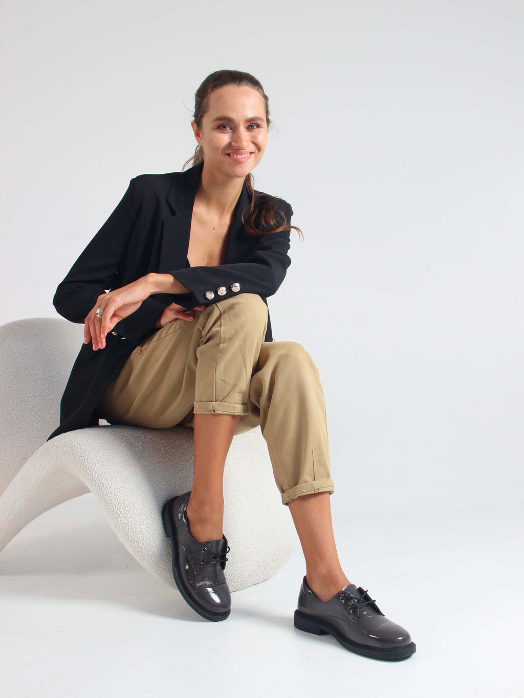 Туфли полуботинки 105.2693.bl. Серо-коричневый наплак