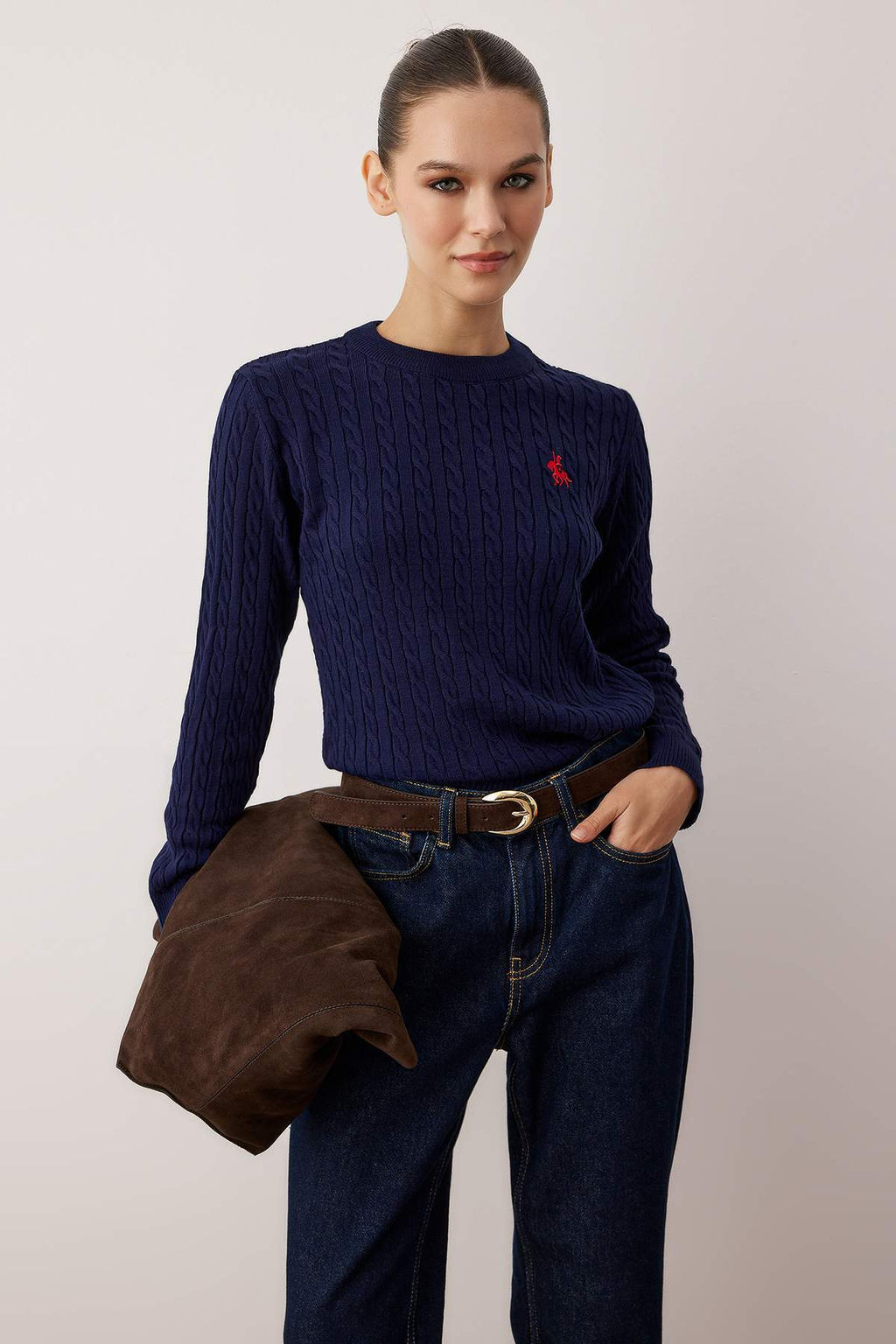 Ekru At Nak?sl? Sac Orgu Ince Triko Kazak TWOAW26KZ00122 - Trendyolmilla фото 6