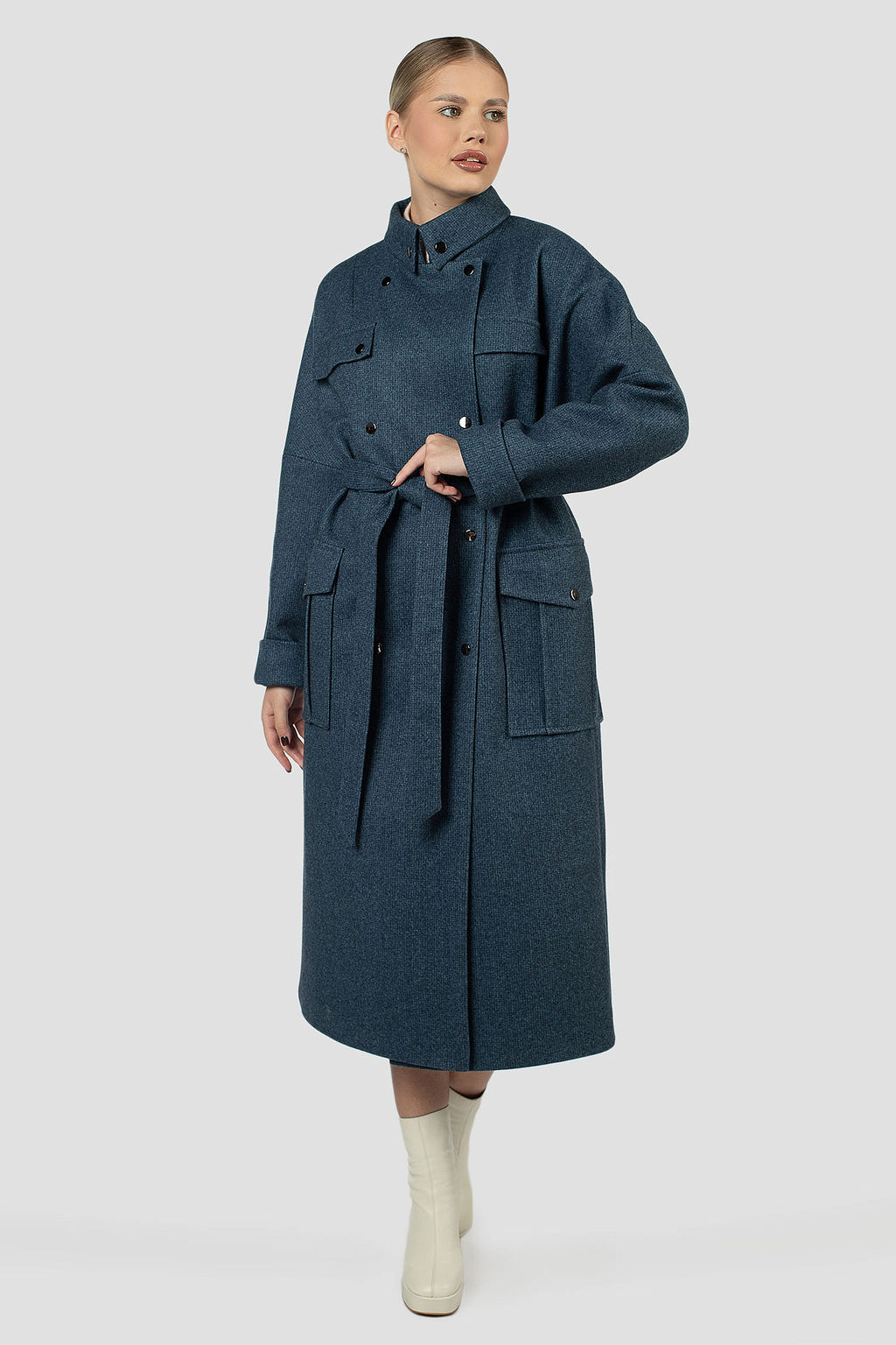 01-12128 Пальто женское демисезонное (пояс)