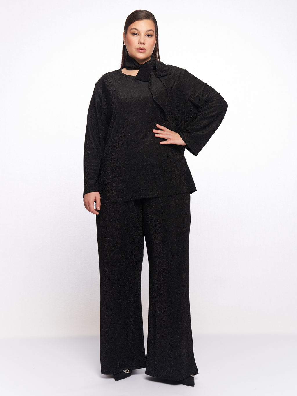 Костюм с люрексом KO02127BLK01