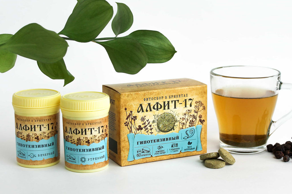 Алфит-17 Гипотензивный БАД в брикетах Алфит 1199