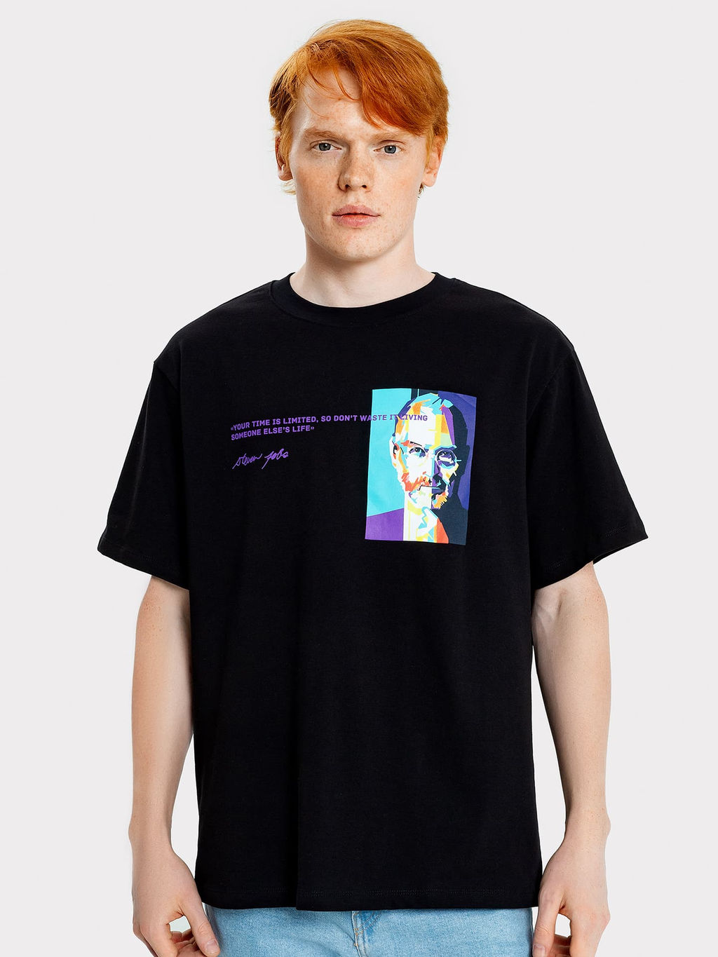 Футболка мужская черная с принтом-портретом черный +печать 111846